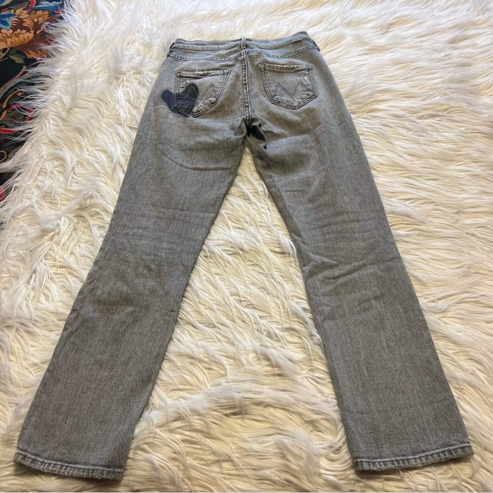 MOTHER button fly dazzler ankle Light Gray Straight Jeans